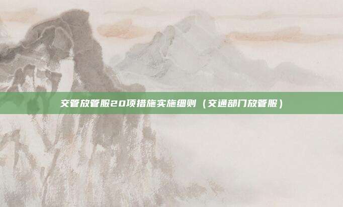 交管放管服20项措施实施细则（交通部门放管服）