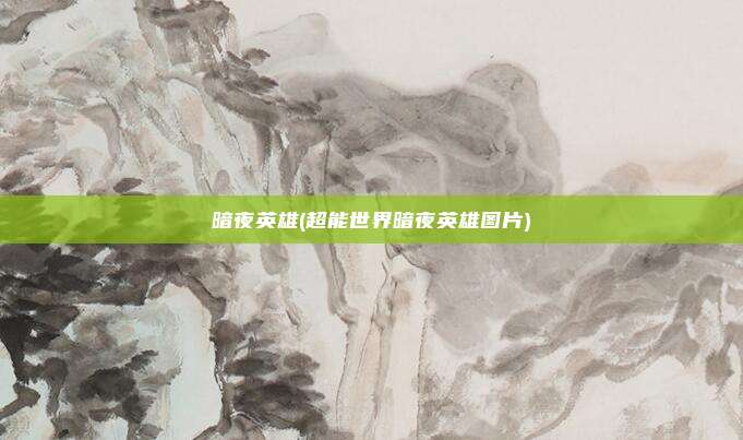 暗夜英雄(超能世界暗夜英雄图片)