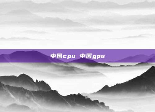 中国cpu 中国gpu