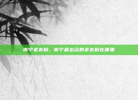 南宁老友粉,南宁最出名的老友粉在哪里