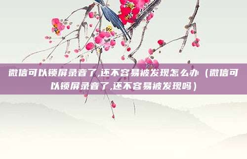 微信可以锁屏录音了,还不容易被发现怎么办（微信可以锁屏录音了,还不容易被发现吗）