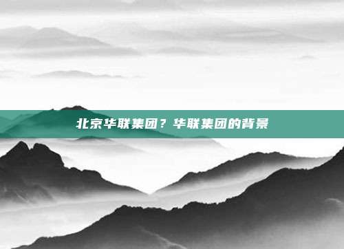 北京华联集团？华联集团的背景