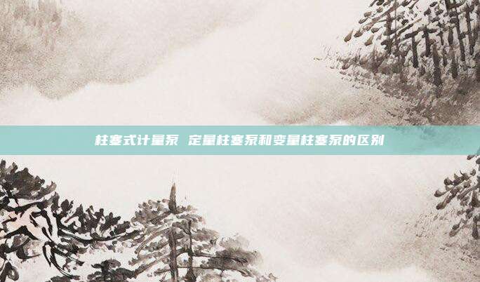 柱塞式计量泵 定量柱塞泵和变量柱塞泵的区别