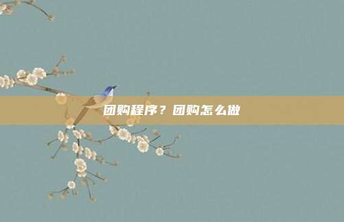 团购程序?团购怎么做