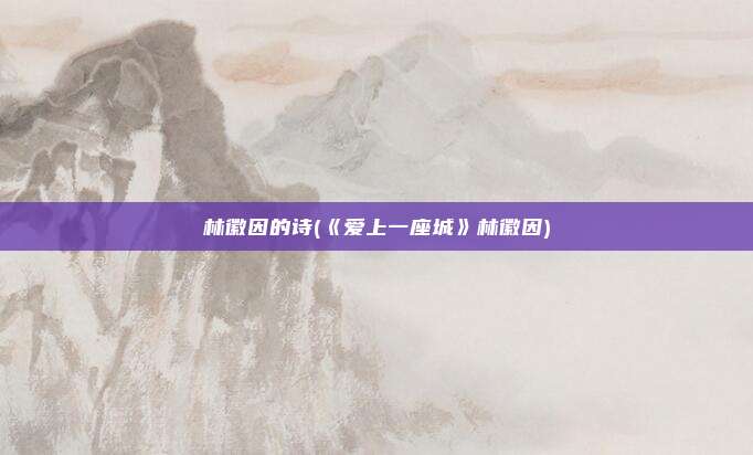 林徽因的诗(《爱上一座城》林徽因)