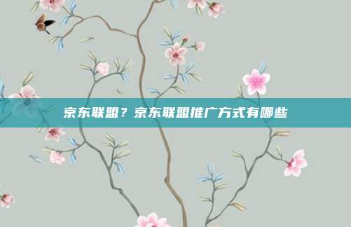 京东联盟?京东联盟推广方式有哪些