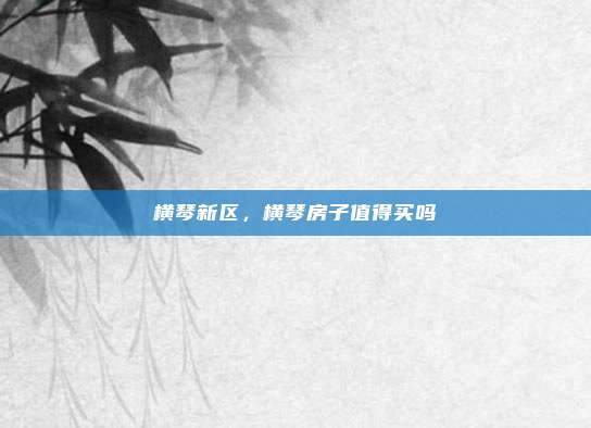 横琴新区,横琴房子值得买吗
