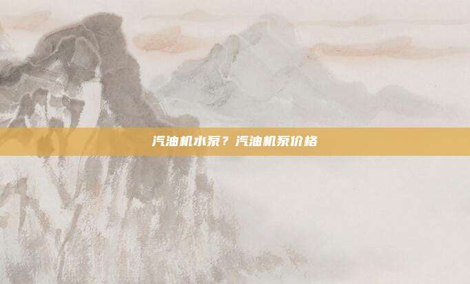 汽油机水泵?汽油机泵价格
