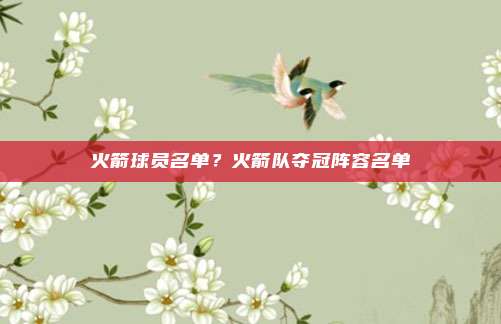 火箭球员名单?火箭队夺冠阵容名单