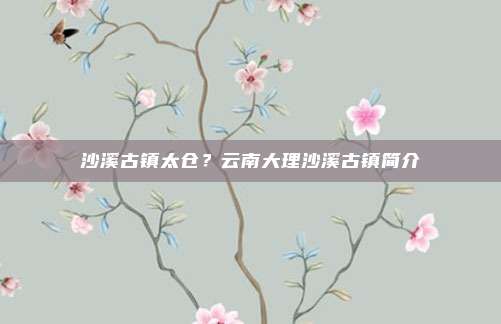 沙溪古镇太仓?云南大理沙溪古镇简介