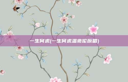 一生何求(一生何求温兆伦原唱)