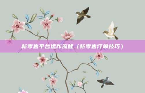 新零售平台运作流程（新零售订单技巧）