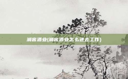 湘窖酒业(湘窖酒业怎么进去工作)