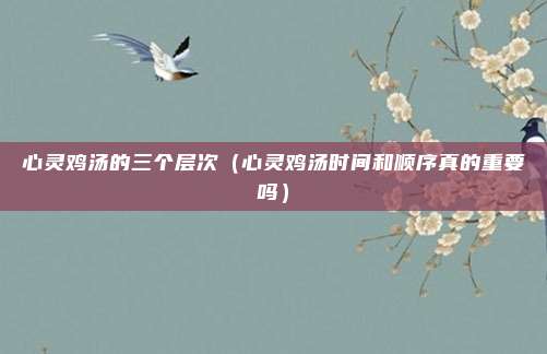 心灵鸡汤的三个层次（心灵鸡汤时间和顺序真的重要吗）