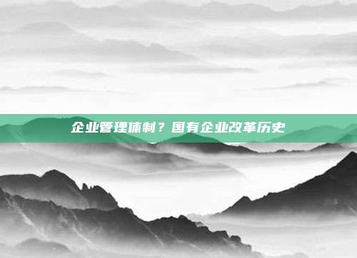 企业管理体制？国有企业改革历史
