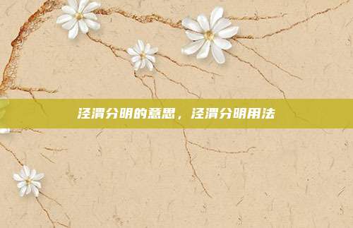 泾渭分明的意思，泾渭分明用法