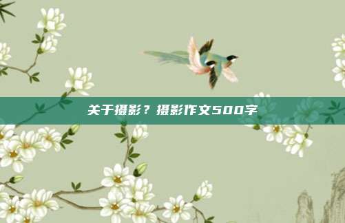 关于摄影?摄影作文500字