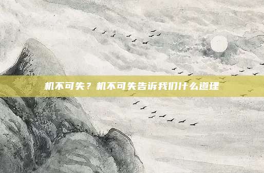 机不可失？机不可失告诉我们什么道理