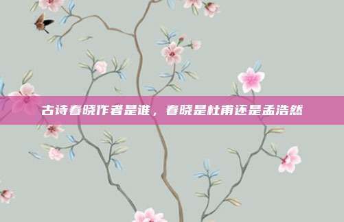 古诗春晓作者是谁,春晓是杜甫还是孟浩然