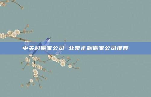 中关村搬家公司 北京正规搬家公司推荐