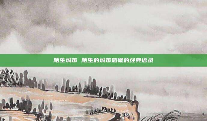 陌生城市 陌生的城市感慨的经典语录