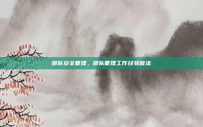 部队安全管理,部队管理工作经验做法