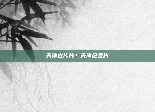 天津宣传片？天津纪录片