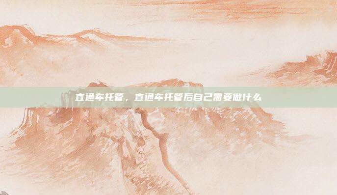 直通车托管,直通车托管后自己需要做什么