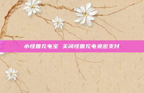小怪兽充电宝 关闭怪兽充电免密支付
