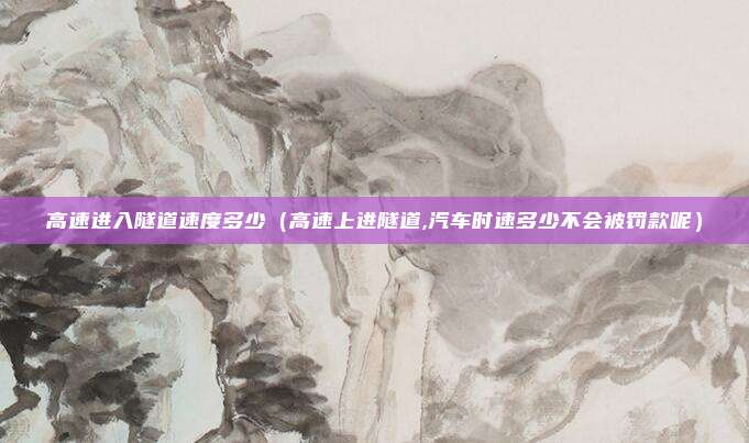 高速进入隧道速度多少（高速上进隧道,汽车时速多少不会被罚款呢）