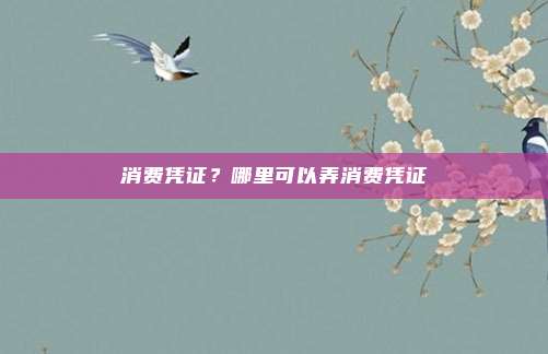 消费凭证？哪里可以弄消费凭证