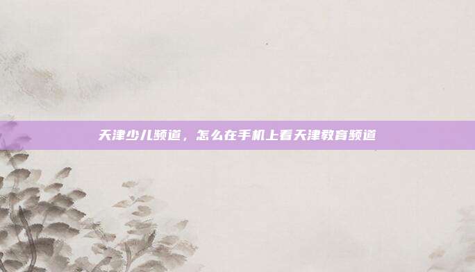 天津少儿频道,怎么在手机上看天津教育频道