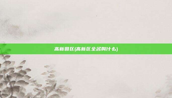 高新园区(高新区全名叫什么)