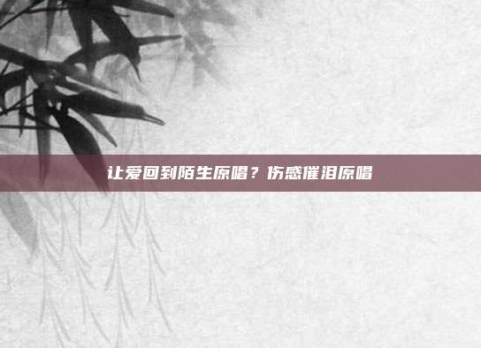 让爱回到陌生原唱?伤感催泪原唱