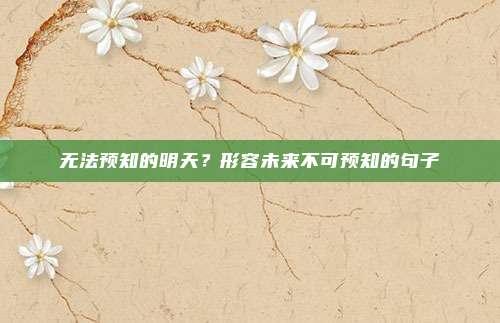 无法预知的明天?形容未来不可预知的句子