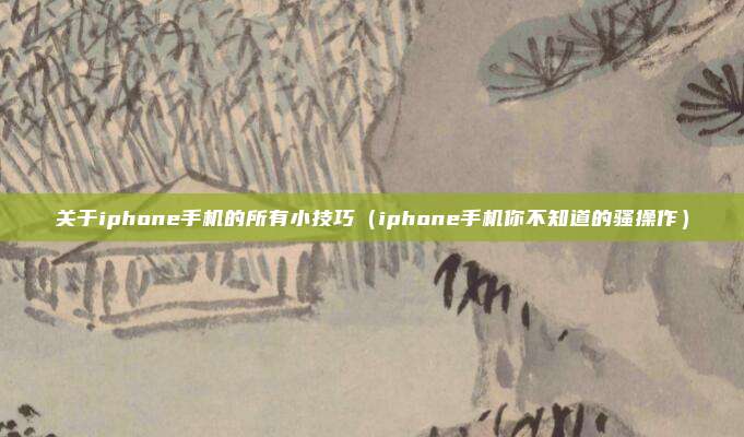 关于iphone手机的所有小技巧(iphone手机你不知道的骚操作)