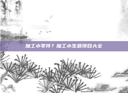 加工小零件？加工小生意项目大全
