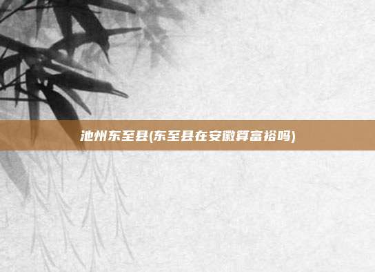 池州东至县(东至县在安徽算富裕吗)