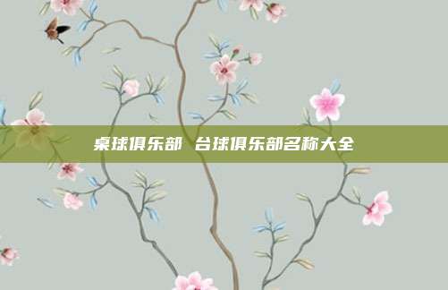 桌球俱乐部 台球俱乐部名称大全