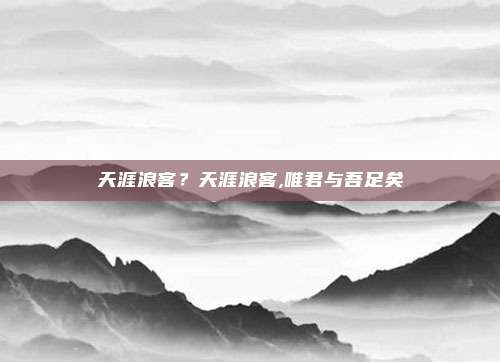 天涯浪客?天涯浪客,唯君与吾足矣