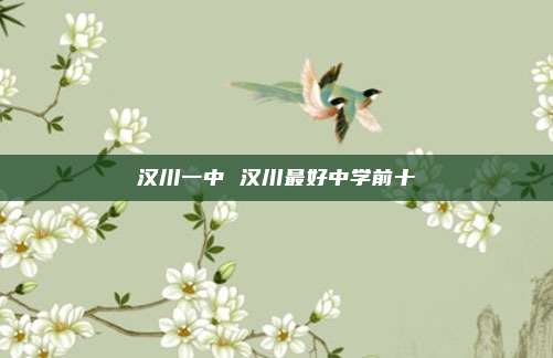 汉川一中 汉川最好中学前十