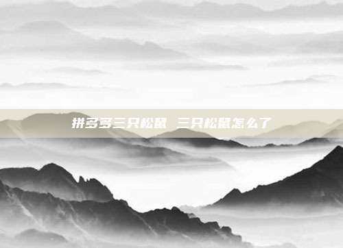 拼多多三只松鼠 三只松鼠怎么了