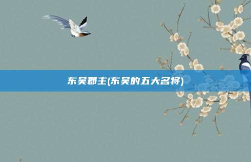 东吴郡主(东吴的五大名将)