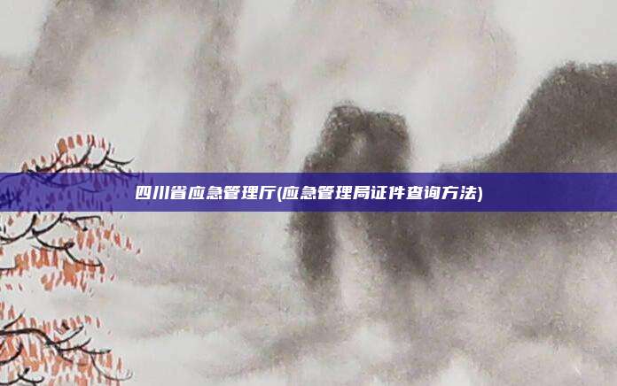 四川省应急管理厅(应急管理局证件查询方法)