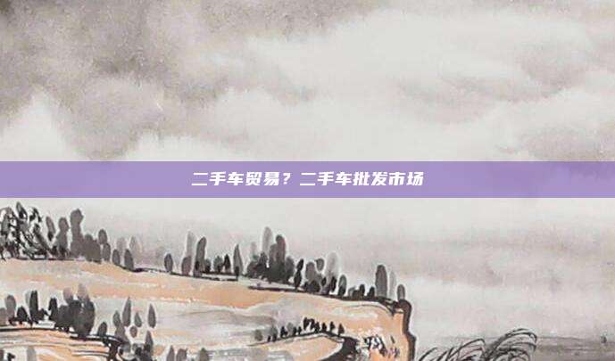 二手车贸易?二手车批发市场