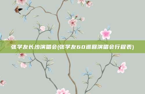张学友长沙演唱会(张学友60巡回演唱会行程表)