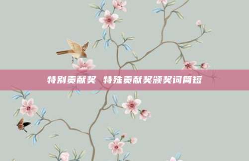 特别贡献奖 特殊贡献奖颁奖词简短