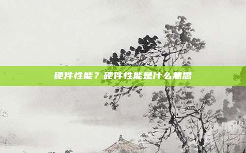 硬件性能？硬件性能是什么意思