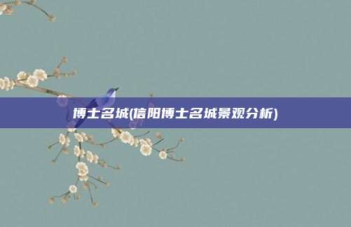 博士名城(信阳博士名城景观分析)