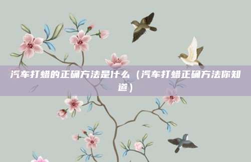 汽车打蜡的正确方法是什么（汽车打蜡正确方法你知道）